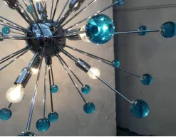 Hot Pamono Murano Style Glass Sputnik Blue Italian Handmade Chandelier