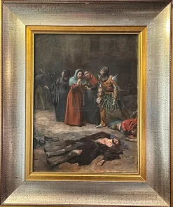 Pamono Murder of Filippo Strozzi, 19th Century, Oil on Canvas, Framed> Painting