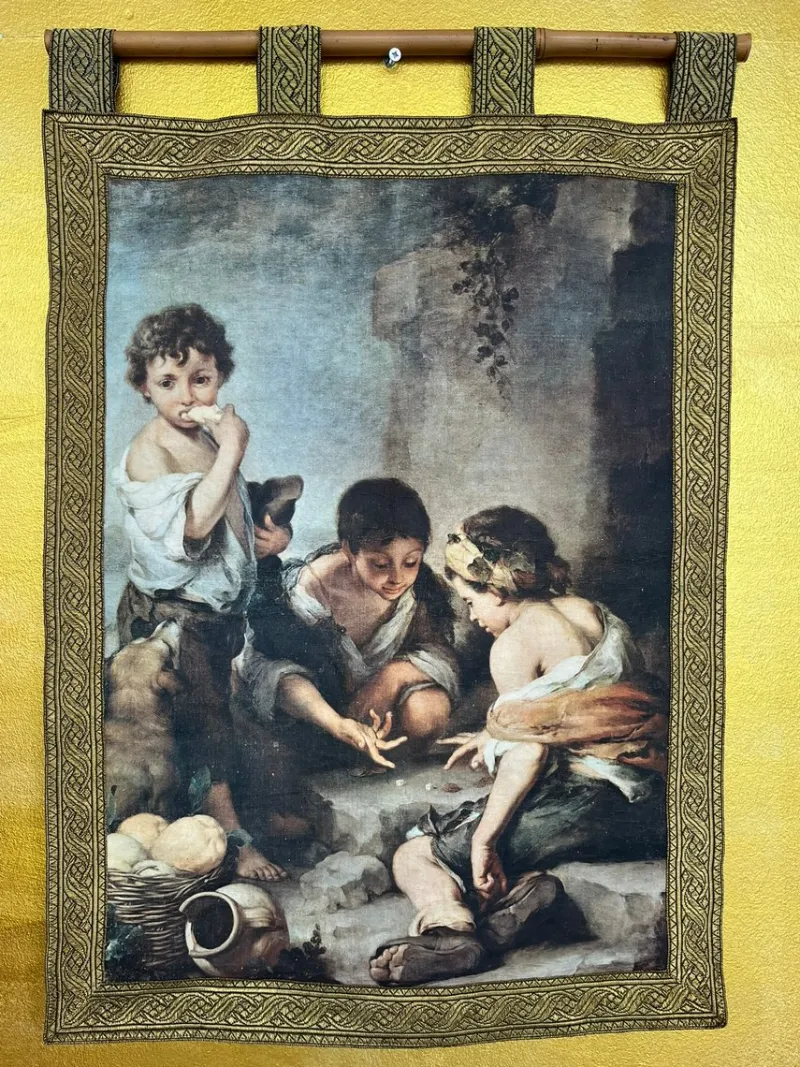 Pamono Murillo, Children Playing Dice, 1920, Oil on Canvas, Framed> Old Masters