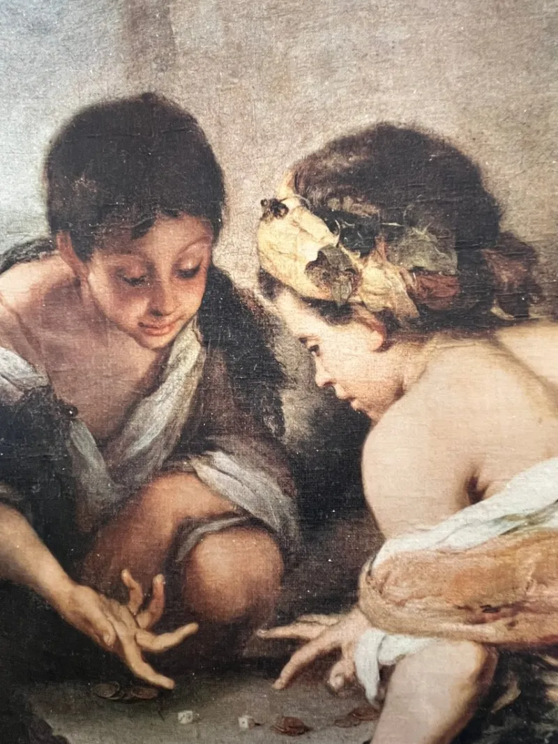 Pamono Murillo, Children Playing Dice, 1920, Oil on Canvas, Framed> Old Masters