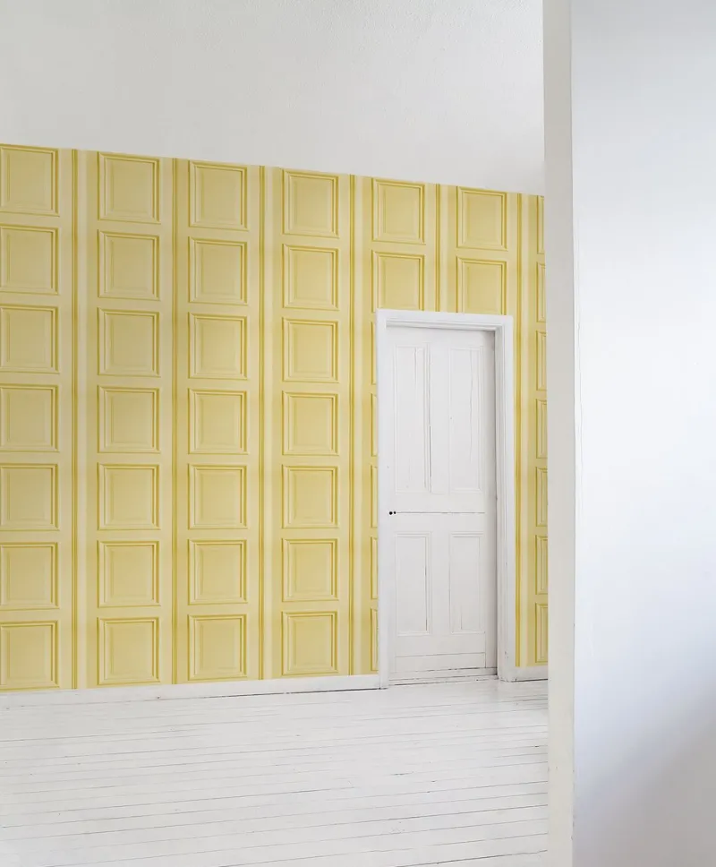 Clearance Pamono Mustard Panelling Wallpaper by Mineheart