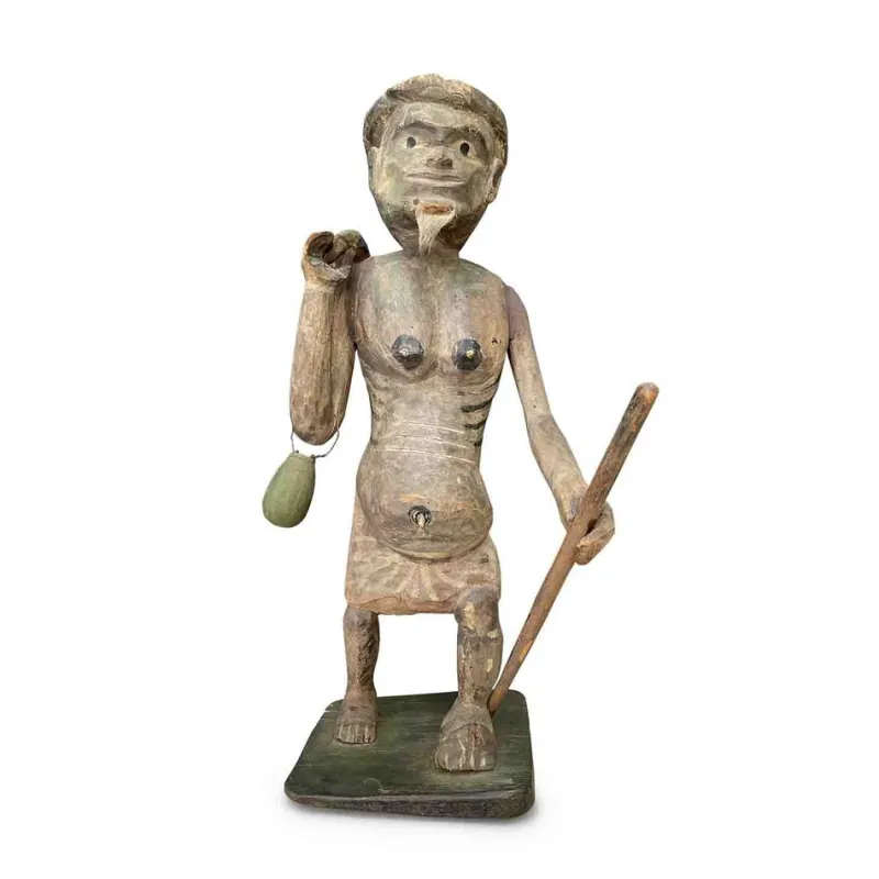 Pamono Myanmar Artist, Asian Shaman Figure, Late 1800s, Polychrome Wood> Sculpture