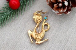 New Pamono Mythical Figure Shaped Gold Brooch
