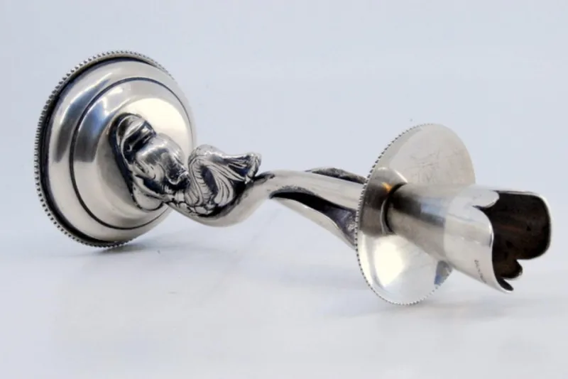Clearance Pamono Mythological Figure Candlestick in Silver on Pearly Base