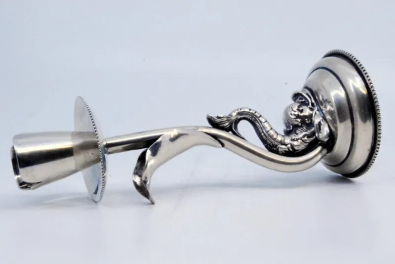 Clearance Pamono Mythological Figure Candlestick in Silver on Pearly Base
