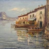 Pamono N. Busnelli, Seaside Houses, Oil on Canvas, 1935> Painting