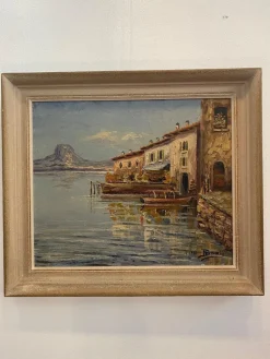Pamono N. Busnelli, Seaside Houses, Oil on Canvas, 1935><noscript><img width=