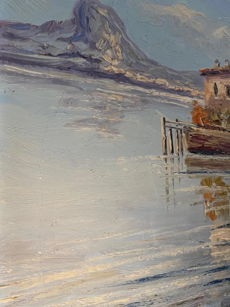 Pamono N. Busnelli, Seaside Houses, Oil on Canvas, 1935> Painting
