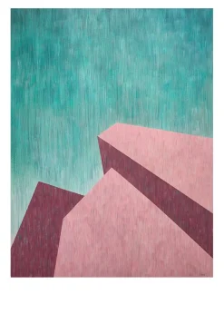 Pamono Nacho Reina, Brutalist Perspective Architecture, Green and Pink, 2025, Mixed Media on Paper> Work On Paper