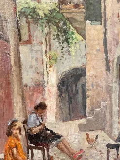 Clearance Pamono Nalin, Interior Scene, 20th Century, Oil Painting on Panel, Framed