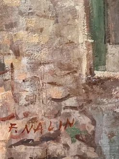 Clearance Pamono Nalin, Interior Scene, 20th Century, Oil Painting on Panel, Framed