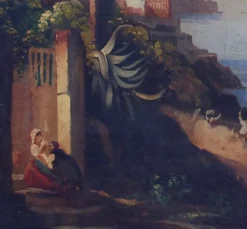 Pamono Naples, Posillipo School, Italian Landscape, Oil on Canvas, Framed><noscript><img width=