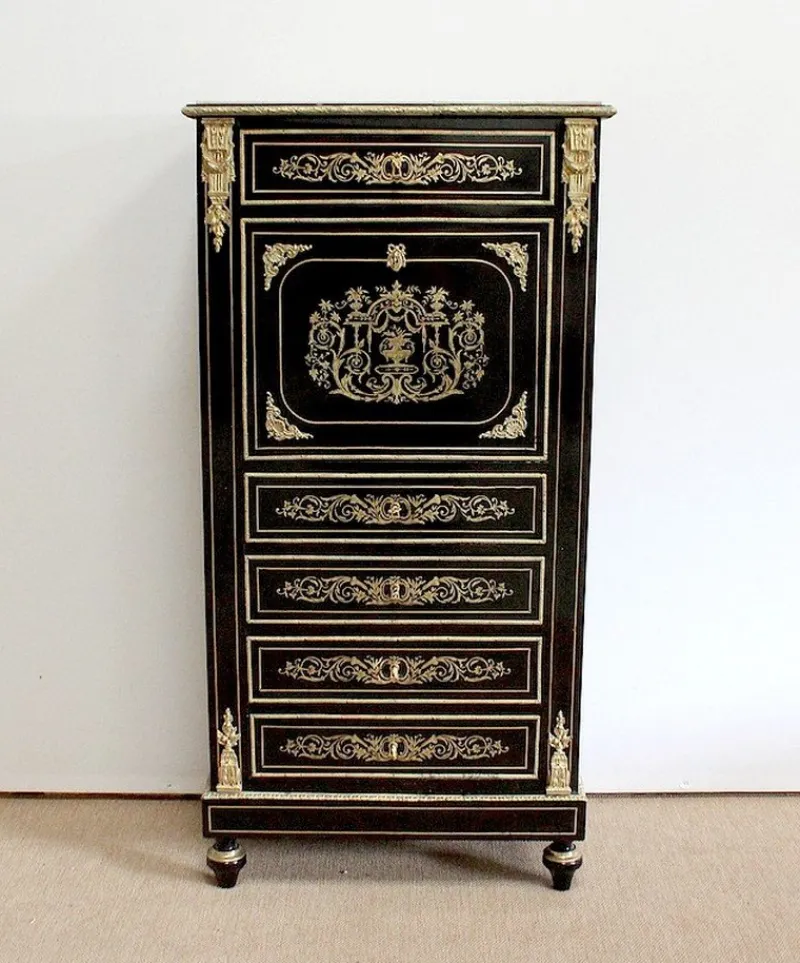 Pamono Napoleon III Blackened Wood Secretaire, 19th Century> Secretaires