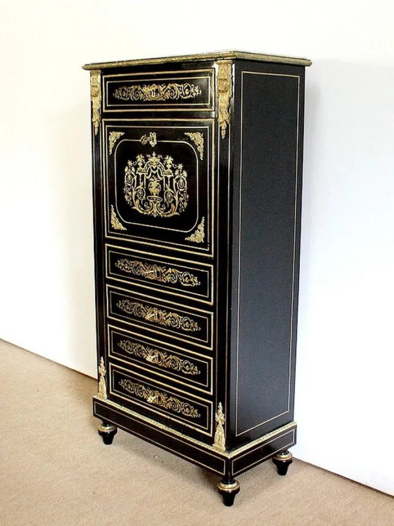 Pamono Napoleon III Blackened Wood Secretaire, 19th Century> Secretaires