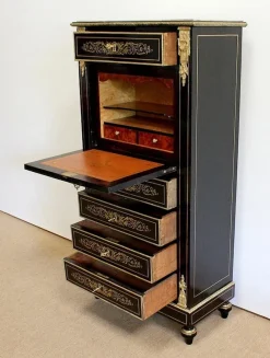 Pamono Napoleon III Blackened Wood Secretaire, 19th Century><noscript><img width=