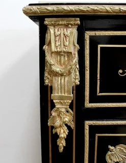 Pamono Napoleon III Blackened Wood Secretaire, 19th Century><noscript><img width=