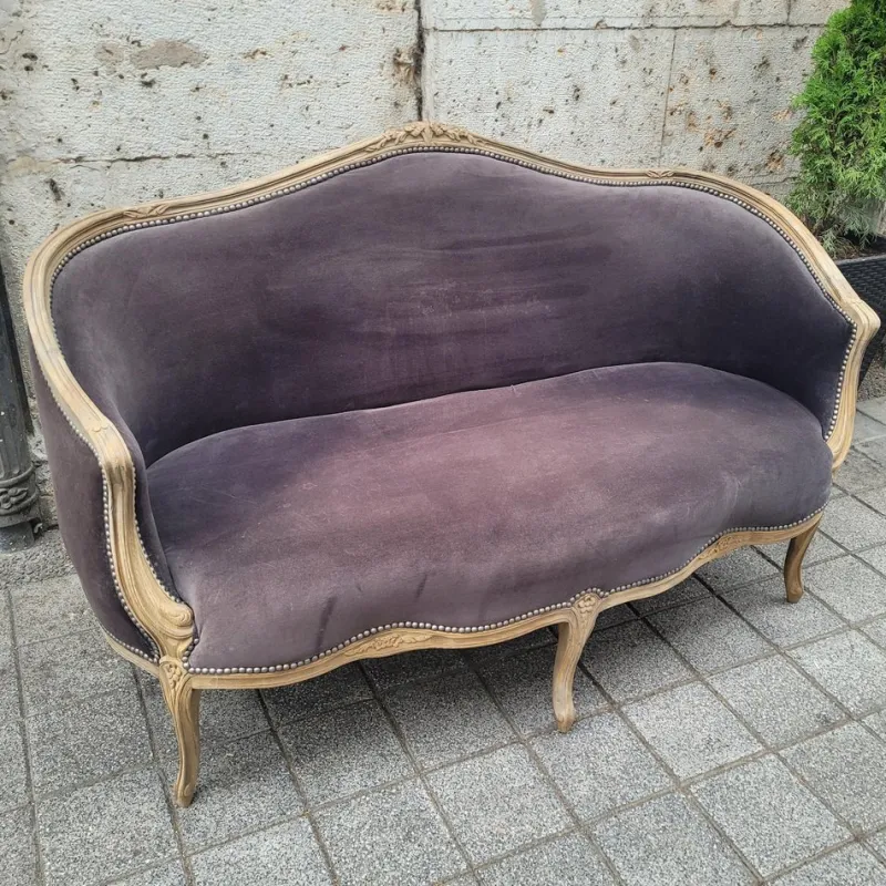 Sale Pamono Napoleon III Corbeille Sofa in Grey Oak, France, 1990s