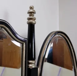 Pamono Napoleon III Dressing Table in Black Lacquered Wood and 3 Mirrors, 1960s, Set of 2><noscript><img width=
