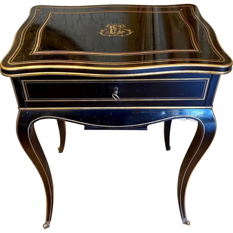 Pamono Napoleon III Ebony Worktable / Vanity Table from Diehl, Paris, 19th Century> Worktables & Workbenches