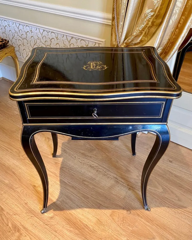 Pamono Napoleon III Ebony Worktable / Vanity Table from Diehl, Paris, 19th Century> Worktables & Workbenches