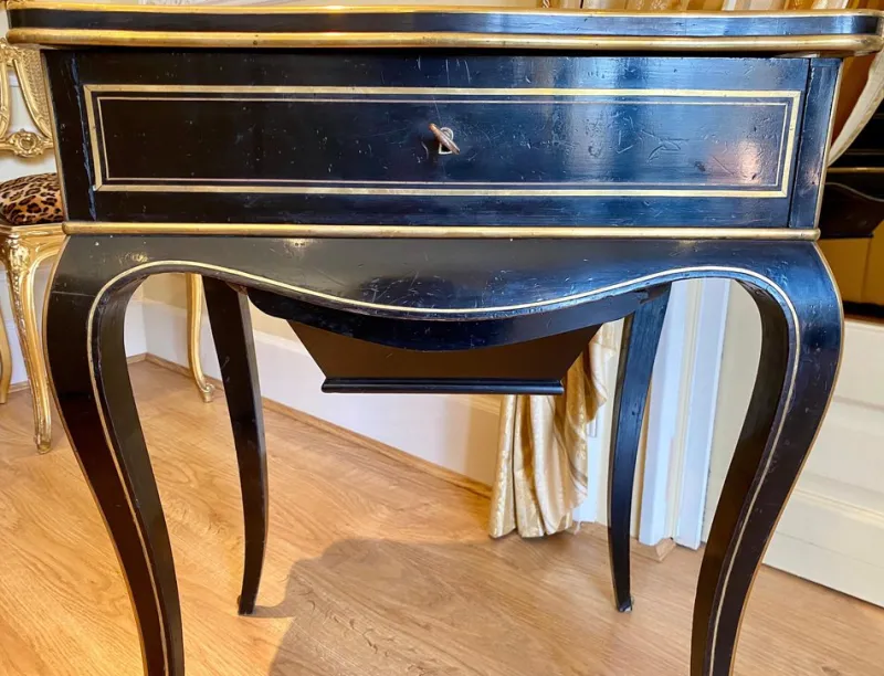 Pamono Napoleon III Ebony Worktable / Vanity Table from Diehl, Paris, 19th Century> Worktables & Workbenches