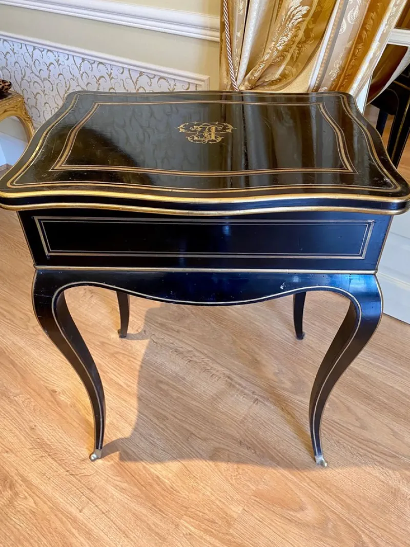 Pamono Napoleon III Ebony Worktable / Vanity Table from Diehl, Paris, 19th Century> Worktables & Workbenches