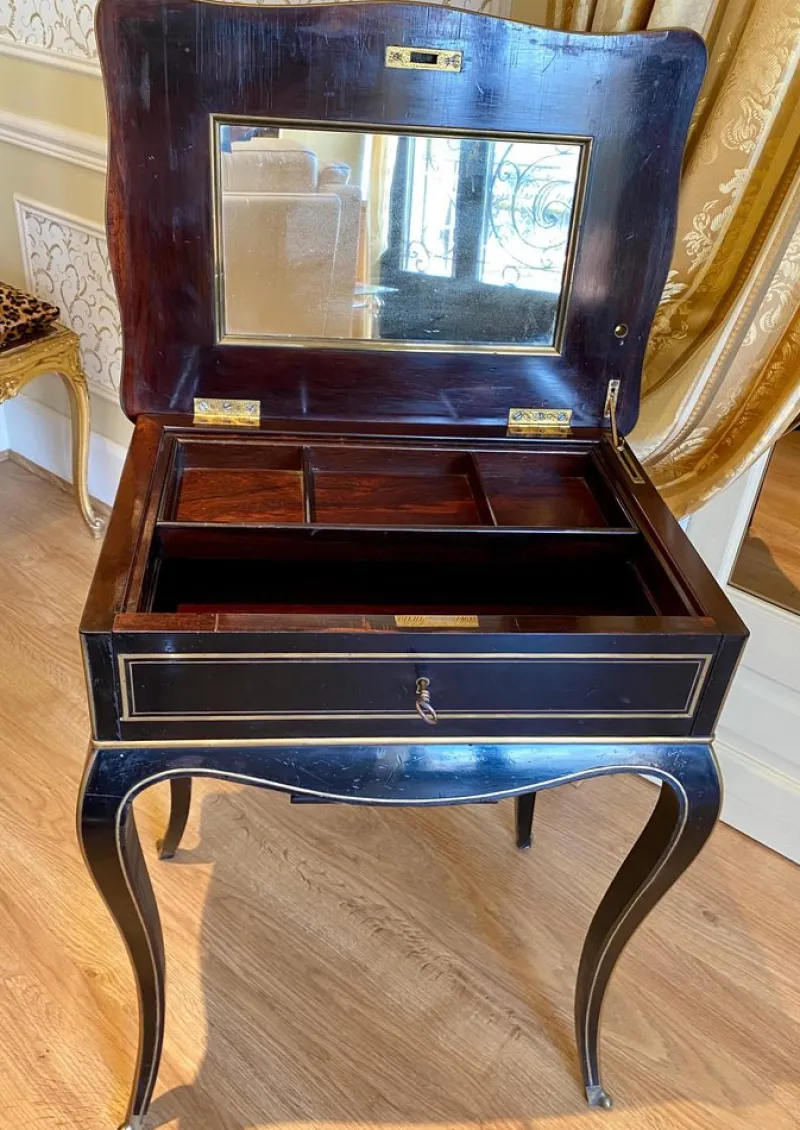 Pamono Napoleon III Ebony Worktable / Vanity Table from Diehl, Paris, 19th Century> Worktables & Workbenches