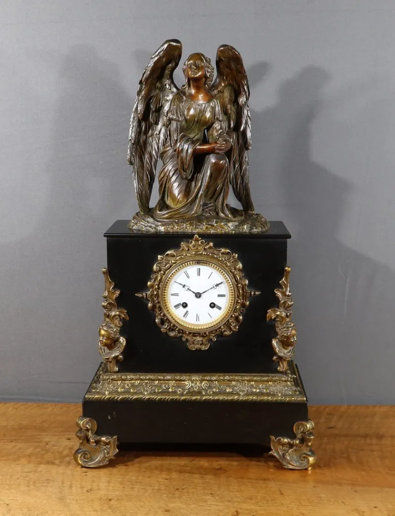 Pamono Napoleon III Marble and Bronze Clock> Clocks