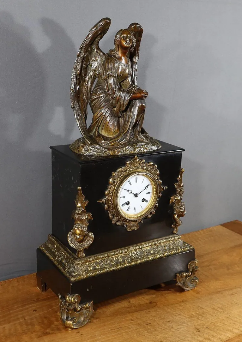 Pamono Napoleon III Marble and Bronze Clock> Clocks