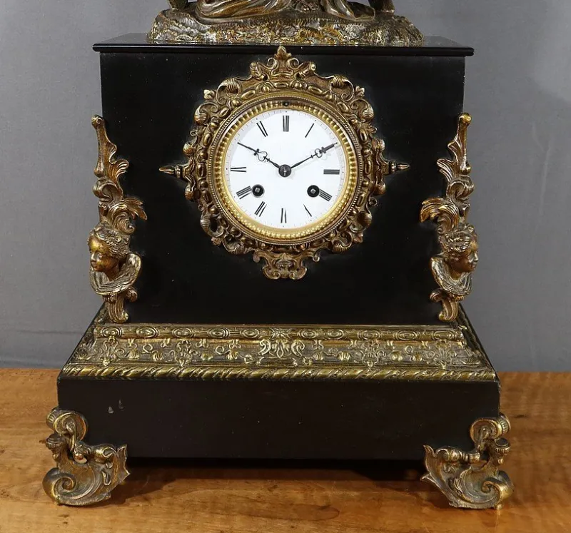 Pamono Napoleon III Marble and Bronze Clock> Clocks