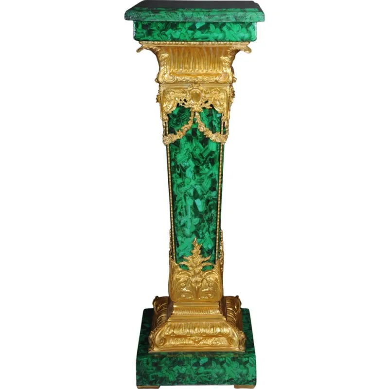 Pamono Napoleon III Marble Column with Malachite Bronze> Pedestals And Columns