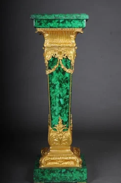 Pamono Napoleon III Marble Column with Malachite Bronze> Pedestals And Columns