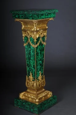 Pamono Napoleon III Marble Column with Malachite Bronze><noscript><img width=