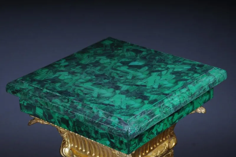 Pamono Napoleon III Marble Column with Malachite Bronze> Pedestals And Columns