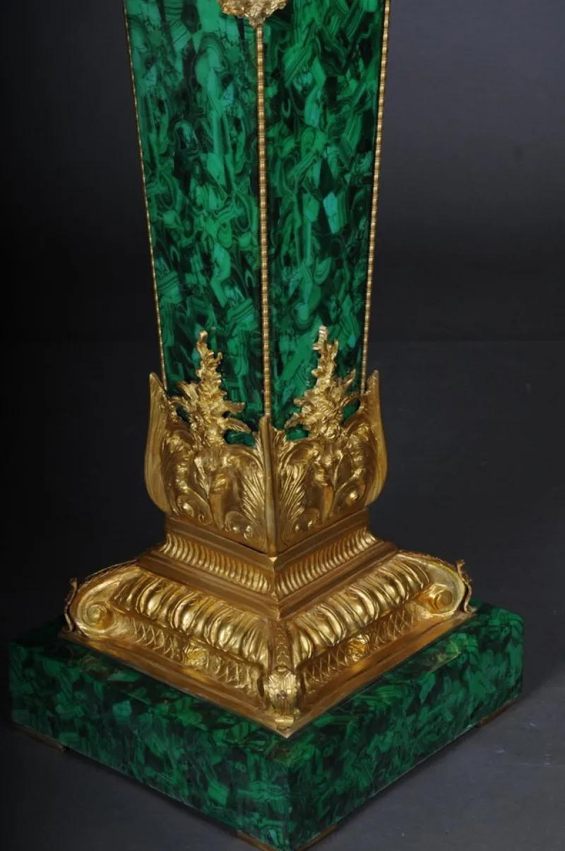 Pamono Napoleon III Marble Column with Malachite Bronze> Pedestals And Columns