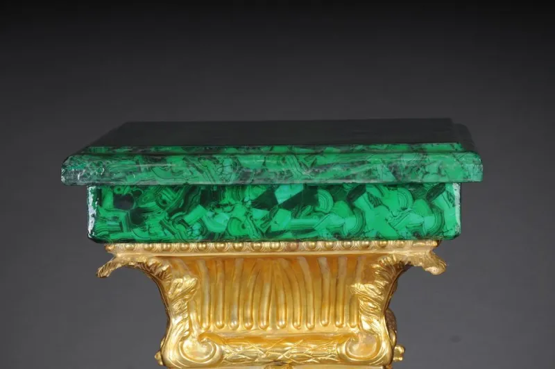 Pamono Napoleon III Marble Column with Malachite Bronze> Pedestals And Columns