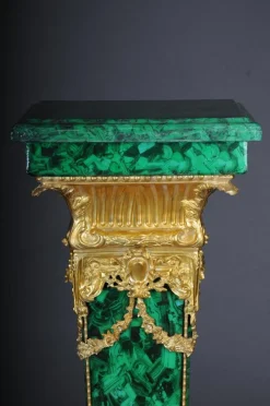 Pamono Napoleon III Marble Column with Malachite Bronze><noscript><img width=