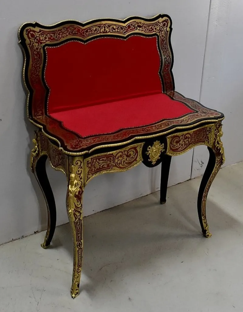 Discount Pamono Napoleon III Marquetry Boulle Game Table, 19th Century