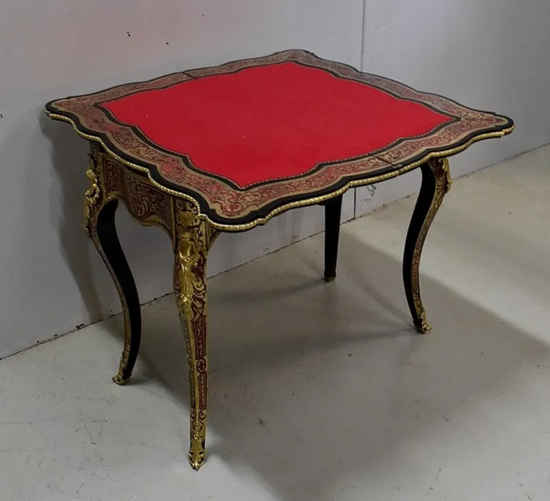 Discount Pamono Napoleon III Marquetry Boulle Game Table, 19th Century
