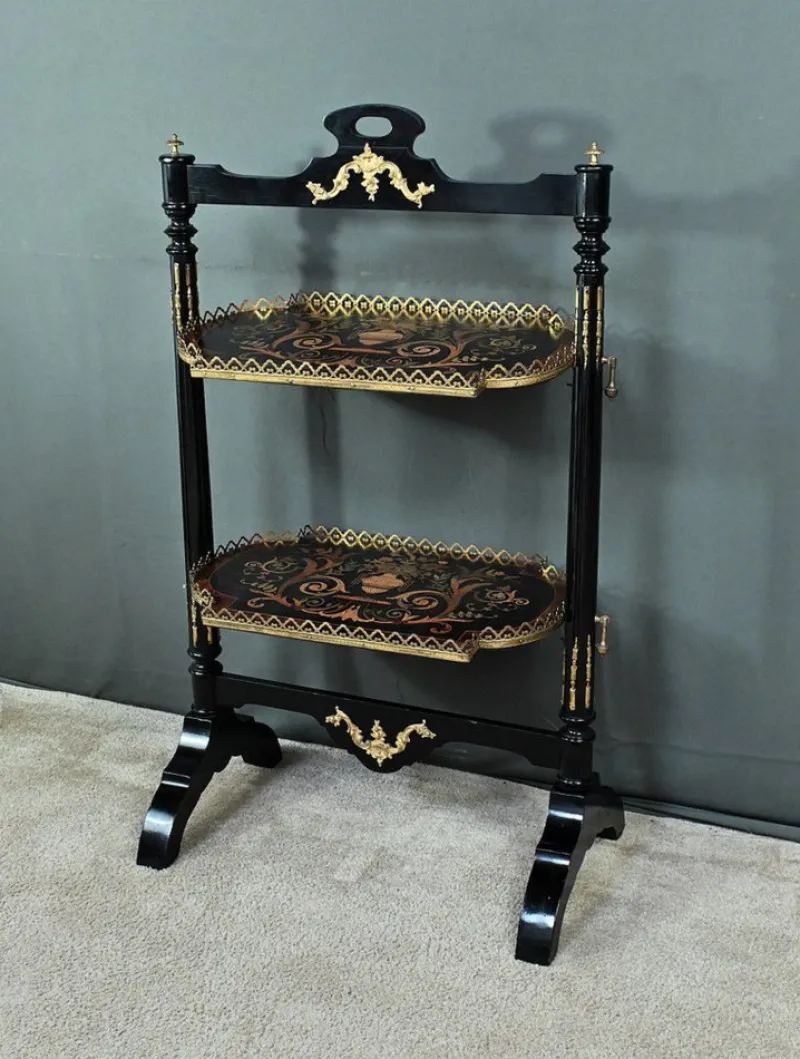 Sale Pamono Napoleon III Marquetry Serving Trolley, 19th Century