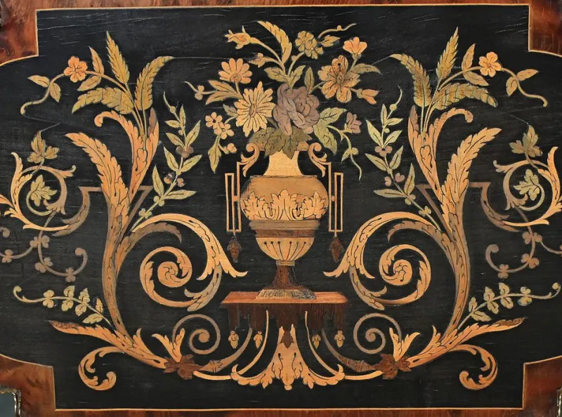 Sale Pamono Napoleon III Marquetry Serving Trolley, 19th Century
