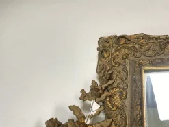 Pamono Napoleon III Mirror in Wood and Stucco Gilded with Gold Leaf, 1800s><noscript><img width=