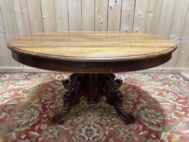Outlet Pamono Napoleon III Oval Dining Table with Central Leg