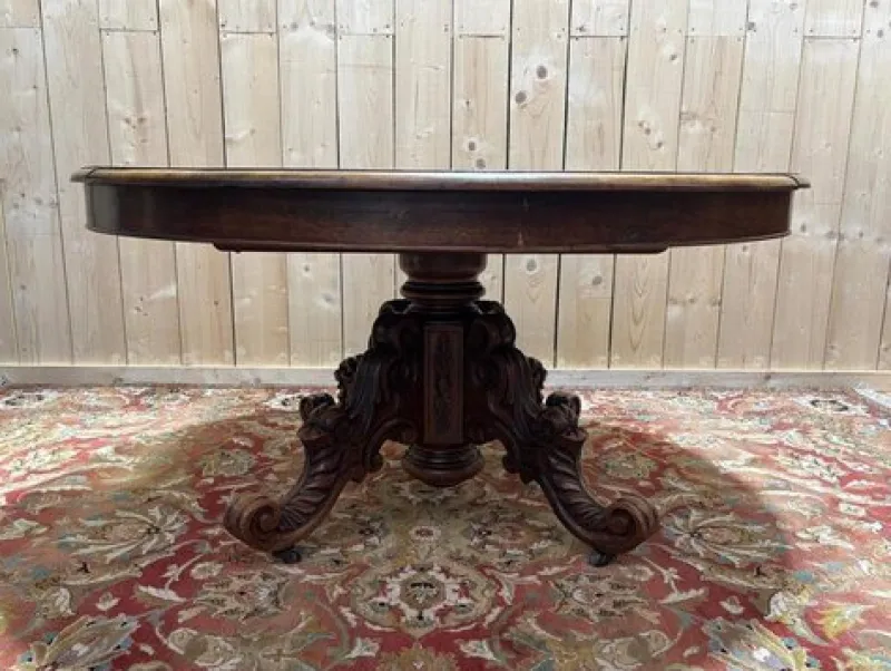 Outlet Pamono Napoleon III Oval Dining Table with Central Leg