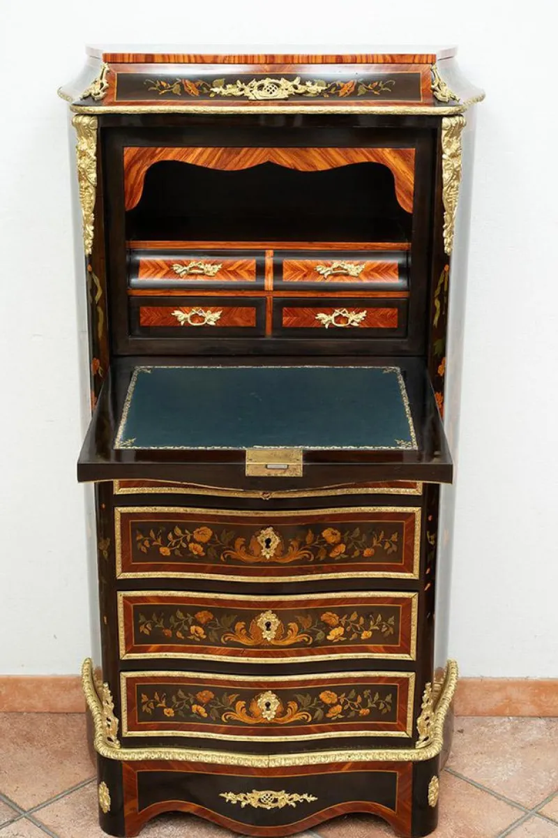Sale Pamono Napoleon III Secretaire in Exotic Fine Woods with Gilt Bronze Applications, France, 19th Century