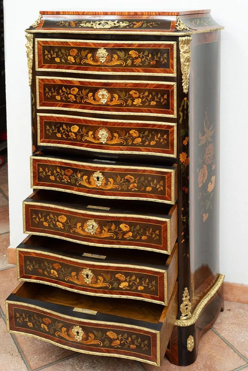 Sale Pamono Napoleon III Secretaire in Exotic Fine Woods with Gilt Bronze Applications, France, 19th Century