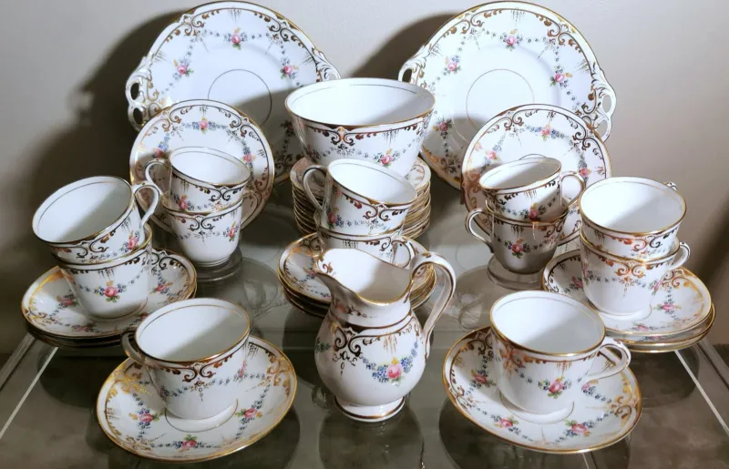 Clearance Pamono Napoleon III Style Porcelain Coffee Service Set, Set of 28