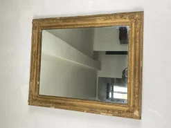 Pamono Napoleon III Wall Mirror in Gilded Wood and Stucco><noscript><img width=