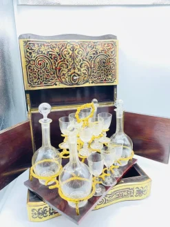 Outlet Pamono Napoleonic Boulle Tantalus Liquor Cabinet, 1870s, Set of 11