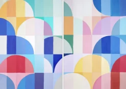 Pamono Natalia Roman, Bauhaus Bright Summer Diptych, 2025, Acrylic on Watercolor Paper> Work On Paper
